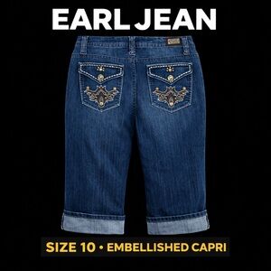 Earl Jean Size 10 Embellished Capri Jeans Studded Back Pocket Y2K Denim